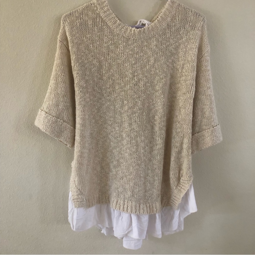 Anthropologie $149 Easel Elbow Boho Open Back Drapey Sweater Top Sz S